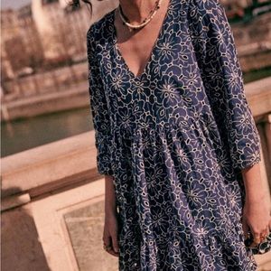 Sezane Aura Dress Ecru Marine US12